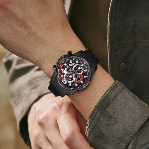 Vista 5 de Relojes de pulsera mini para hombre, cronógrafo de cuarzo con correa de silicona, impermeable, luminoso, con fecha automática