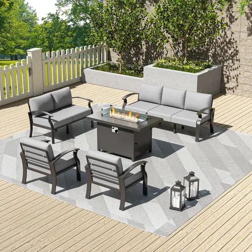 Vista 7 de Kullavik Juego de muebles de patio al aire libre de aluminio con cojines Arena