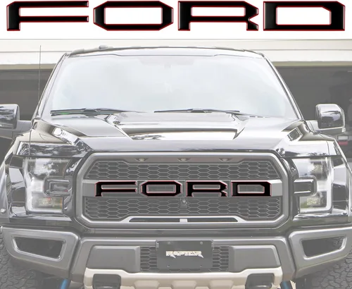 Vista 27 de Superposiciones de letras de rejilla frontal, compatibles con Raptor 2015-2020
