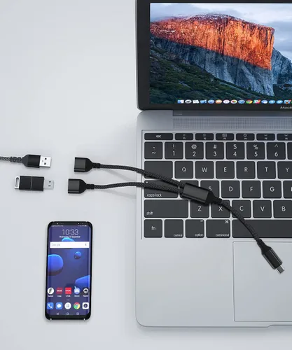 Vista 7 de RUXELY Adaptador USBC macho a doble USB hembra de 3.3 pies, adaptador dual USB-C a USB-A Divisor OTG, Thunderbolt 4 a puerto de expansión USB