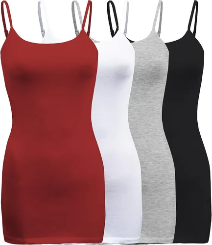 Vista 18 de ShezPretty - Camiseta sin mangas básica para mujer con tirantes tipo espagueti ajustables, 4