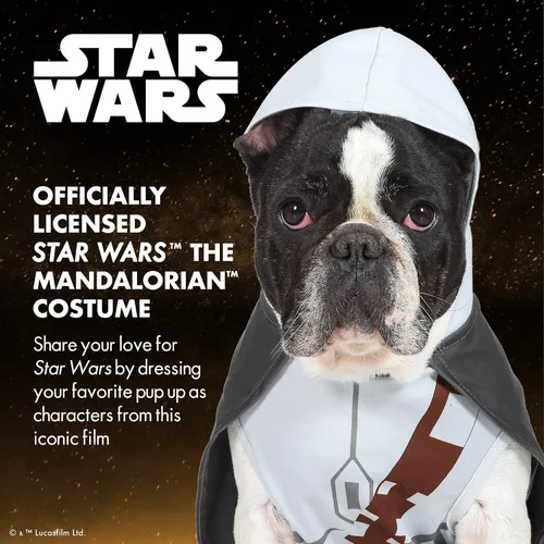 Vista 2 de Star Wars Disfraz de perro Mandalorian de Halloween, disfraz oficial de Halloween para perros, talla S