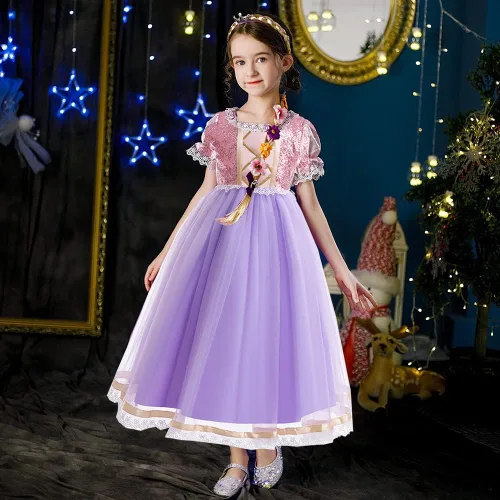 Vista 3 de Princesa Rapunzel - Accesorios de vestir para niñas, fiesta de cumpleaños, Halloween, Navidad, disfraz