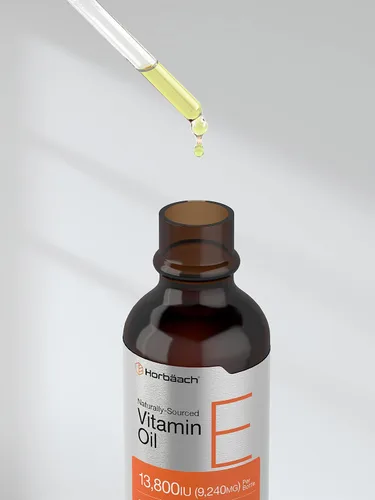 Vista 7 de Horbäach Aceite de vitamina E 13,800 UI 1oz para rostro y piel Suplemento líquido de origen natural Fórmula vegetariana, sin OMG y sin