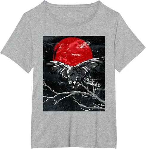Vista 89 de Red Moon Raven - Camiseta japonesa de cuervo negro, Negro, S