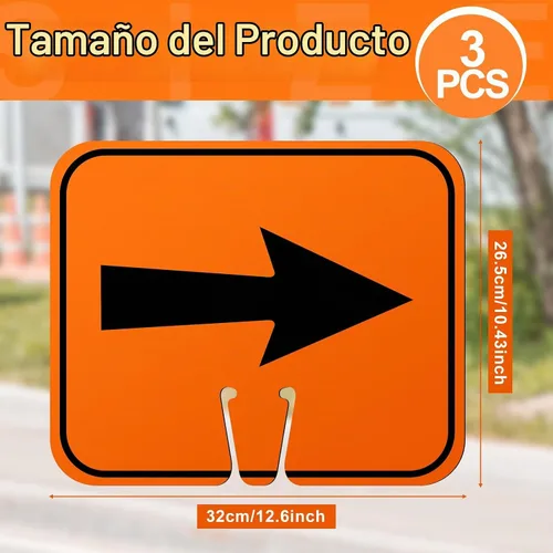 Vista 2 de Geetery - Señales de desviación naranja con flecha de tráfico, 3