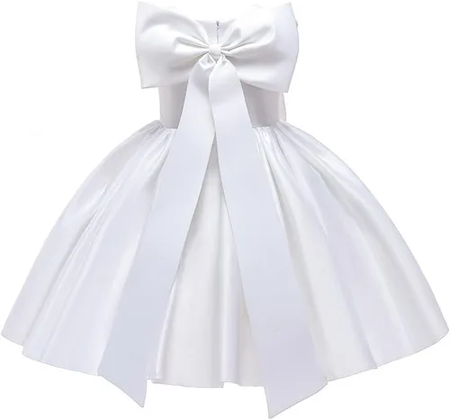 Vista 11 de 6M-8T Vestido de Niña Bebé con Lazo Grande para Cumpleaños y Certamen, Vestido de Fiesta Tutú para Niñas Pequeñas, Vestidos de Bautizo Borgoña