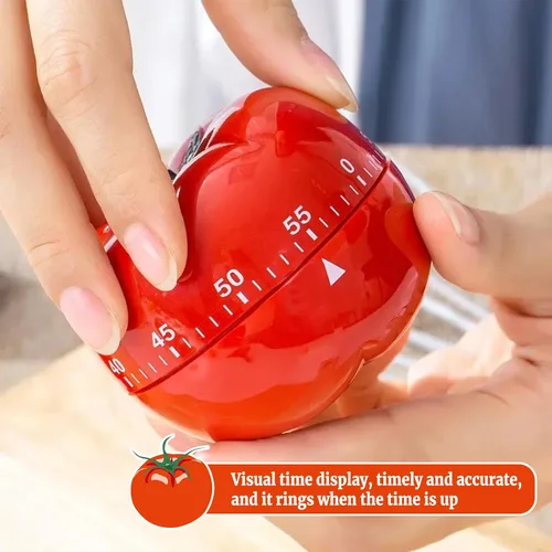 Vista 4 de Temporizadores de cocina para cocinar en encantadora forma de tomate, no necesita batería, temporizador mecánico de huevos con anillo fuerte