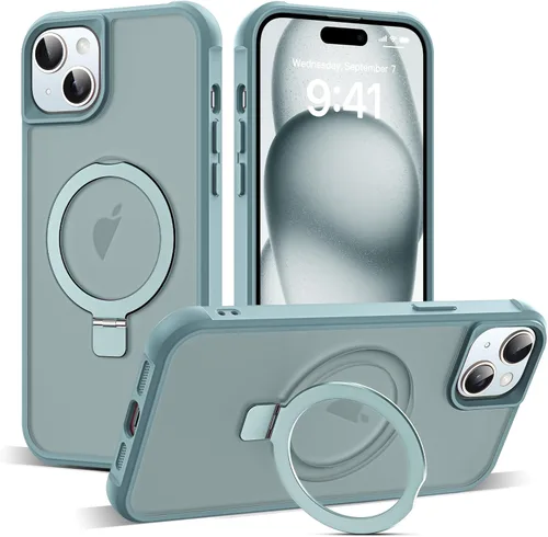 Vista 87 de SKYLMW - Funda compatible con iPhone 11 de 6.1 pulgadas, con soporte magnético invisible tipo anillo, funda translúcida de grado militar, compatible