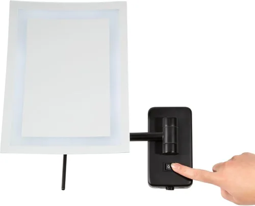 Vista 8 de JERDON Espejo de maquillaje rectangular para montaje en pared con aumento 5X, espejo de maquillaje de alambre directo con luces LED, negro mate