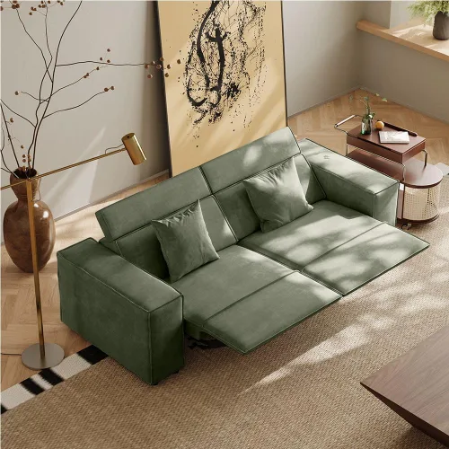 Vista 12 de Silla reclinable eléctrica de 53 pulgadas, moderno sofá reclinable para sala de estar o dormitorio, asientos de tela de alto rendimiento