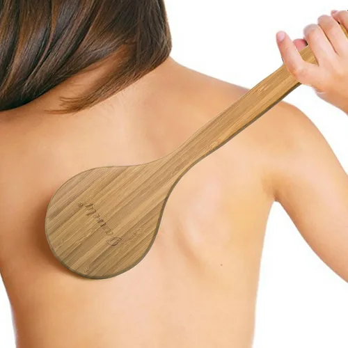 Vista 5 de Bath Dry Body Brush- Cepillo para la espalda con cerdas naturales, de largo mango de madera para la celulitis y es exfoliante de Janrely