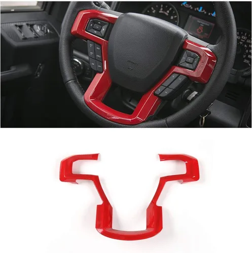 Vista 9 de Voodonala Cubierta de marco decorativo para volante negro con textura de grano para Ford F150 F250 F350 Super Duty 2015 2016 2017 2018 2019 2020