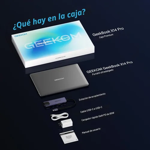 Vista 8 de GEEKOM GeekBook X14 Pro Laptop, 2.2 lb Ultra Thin 14" 2.8K OLED Notebook