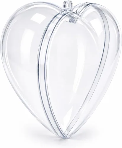 Vista 4 de Juego de 3 adornos de corazón de plástico transparente de 3.85 pulgadas (3.858 in)
