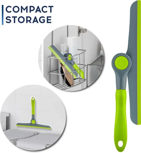 Vista 3 de DSV Standard Escobilla de limpieza de ventanas resistente verde y gris de 10 pulgadas, escobilla de mano para puertas de vidrio, ventanas