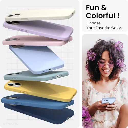 Vista 4 de ORNARTO Funda para iPhone 14 de 6.1 pulgadas, cubierta delgada de silicona Azul bebé