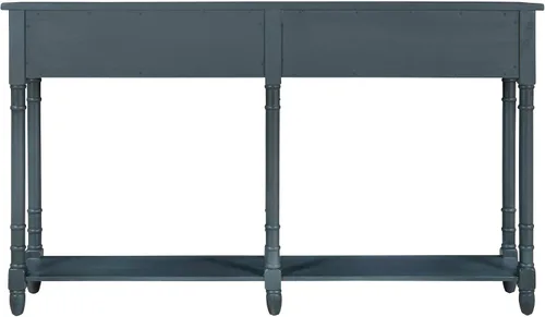 Vista 6 de Merax Mesa consola de 2 niveles con 2 cajones de almacenamiento para sala de estar, mesa de entrada estrecha con estante inferior, mesa de sofá