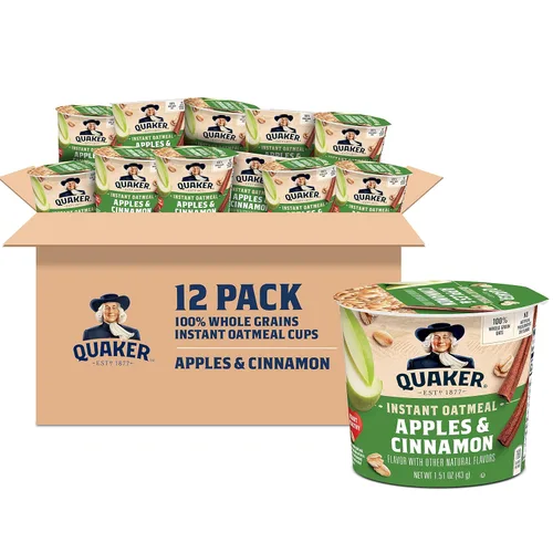 Vista 12 de Quaker Tazas de Avena Instantánea Express, 10g de Proteína, Paquete Variado de 2 Sabores, (Paquete de 12)