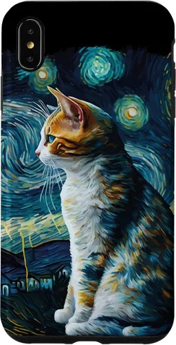 Vista 11 de Lindo Van Gogh Starry Night Cat Calico Cat Lover - Carcasa divertida para iPhone 17