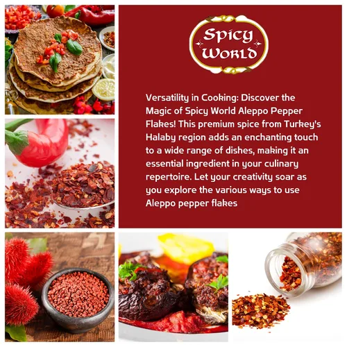 Vista 5 de Spicy World Aleppo Pepper Flakes 7 onzas Auténtica especia de chile turco para un calor y sabor exquisitos Chili picado premium de la región
