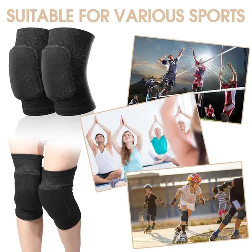 Vista 3 de Lenwen 12 pares de rodilleras de voleibol para bailarines, suaves y transpirables, rodilleras para hombres y mujeres, fútbol, fútbol, yoga, Negro