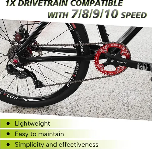 Vista 3 de BUCKLOS MTB Juego de Bielas de Bicicleta de Montaña de Una Sola Velocidad con Taper Cuadrado - 170mm Juego de Bielas con 104BCD 32/34/36/38/40/42T