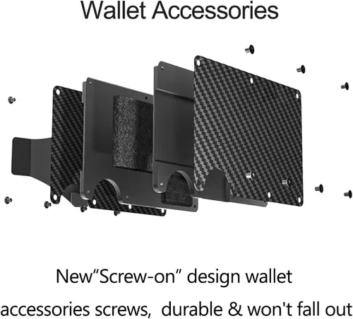 Vista 6 de Sorftin Kit de tornillos de repuesto para billetera, repuesto de correa elástica para efectivo para cartera, Set estándar - Negro, Kit