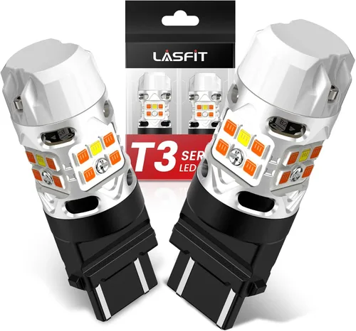 Vista 15 de LASFIT Bombilla LED T3 1156, señal de giro ámbar, resistencia incorporada 7506 CANBUS Ready sin errores, nuevo 500% brillante intermitente 4000LM