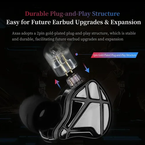 Vista 5 de KZ Axas - Monitor intrauditivo para juegos IEM con micrófono sintonizado Negro