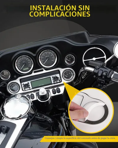 Vista 3 de Juego de embellecedores para velocímetro de acento estéreo 9 piezas, compatible con Harley Davidson 1996-2013 Electra Glide Street Glide Trike Glide