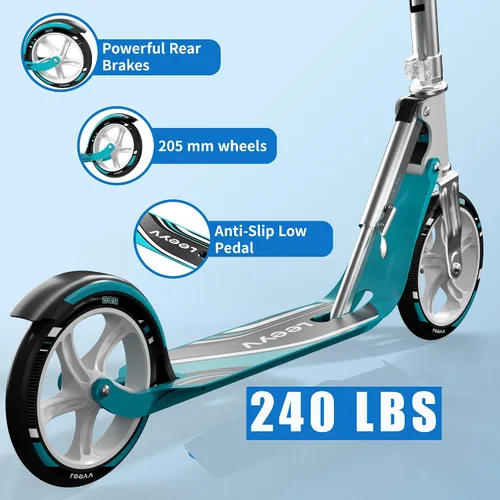 Vista 4 de Adult Scooter with Big Wheels Adjustable Height, Foldable Aluminum Frame Smooth Ride for Urban Commuting and Outdoor Fun Suitable for Teens