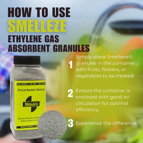Vista 5 de SMELLEZE Gránulos absorbentes de gas etileno natural - 0.039 in: 2 lb. Botella Absorbs ethylene gas to keep fruit, vegetables & flowers fresher