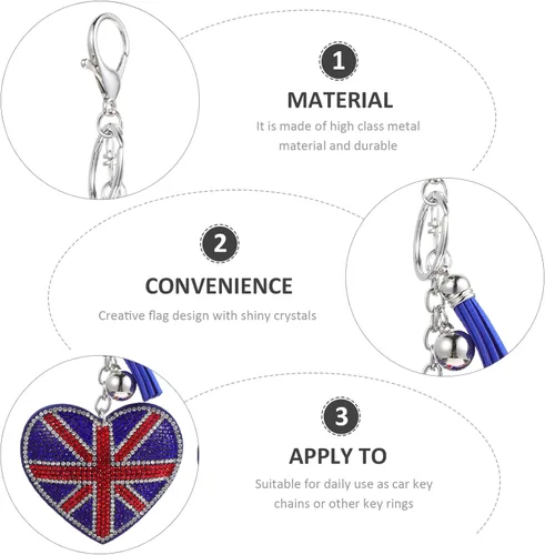 Vista 3 de Llavero Union Jack con diamantes de imitación, llavero de bandera británica, llavero de bandera británica, bolso de mano, recuerdo II 2022 recuerdo