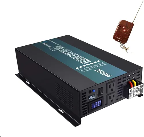 Vista 8 de WZRELB Inversor solar de onda sinusoidal pura de 1500 W, 24 V CC a 120 V CA, inversor de corriente fuera de la red para camping RV