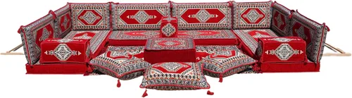 Vista 69 de arabicsofa Cojines de piso árabe en forma de U – Sofá tradicional Majlis con sofá otomano