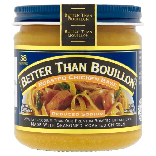 Vista 3 de Better Than Bouillon Brand, paquete variado reducido en sodio con 1 base de pollo, 1 base de carne de res y 1 base vegetal, frascos de 8 onzas