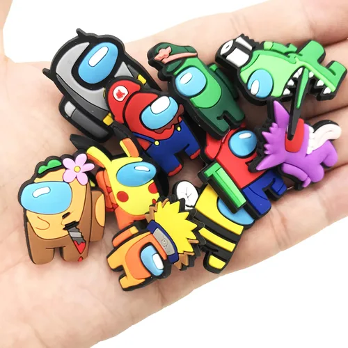 Vista 4 de JunxinGYL 42 piezas de dijes para zapatos, pulsera con agujeros, accesorios para niños, niñas, adolescentes y adultos, recuerdos de fiesta de Among