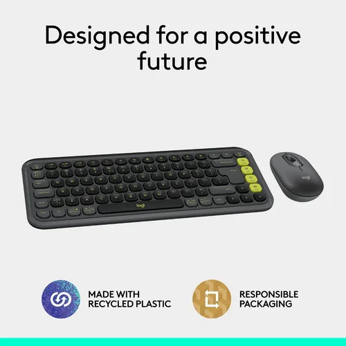 Vista 11 de Logitech POP ICON Combo, combo de teclado y mouse Bluetooth, escritura cómoda, teclas y botones programables, clics silenciosos, Easy-Switch hasta 3