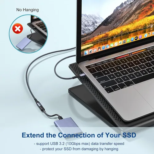 Vista 2 de Cable de extensión USB C de 3 pies, USB 3.2 USB-C macho a hembra, cable extensor de carga rápida 5A y sincronización de 10 Gbps para iPhone 16, rojo