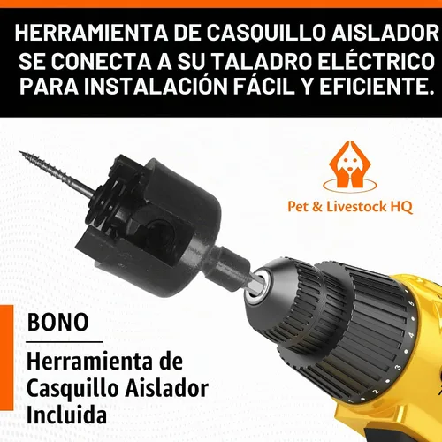 Vista 4 de Aisladores eléctricos para cercas atornilladas postes de madera, adecuados para cable eléctrico de cinta Polytape Polywire