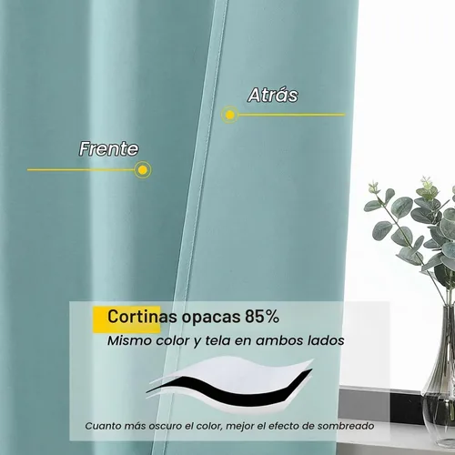 Vista 3 de Cortinas opacas para dormitorio, sala de estar, juego de 2 paneles de 54 pulgadas de largo, cortinas de oscurecimiento de habitación con aislamiento