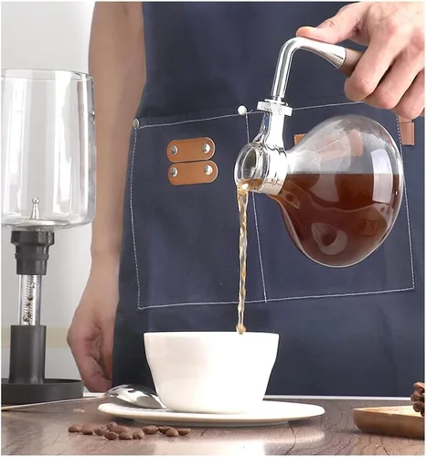 Vista 4 de TEMKIN Cafetera Syphon Cafetera manual retro de vidrio al vacío, percoladores de 3 a 5 tazas, cafetera de mesa de vidrio para teteras de café o té