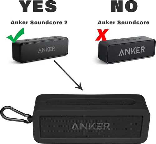 Vista 5 de Funda de silicona personalizada para Anker Soundcore 2, SoundCore 2 Altavoz Bluetooth portátil de 12 W, protección completa contra golpes, sacudidas