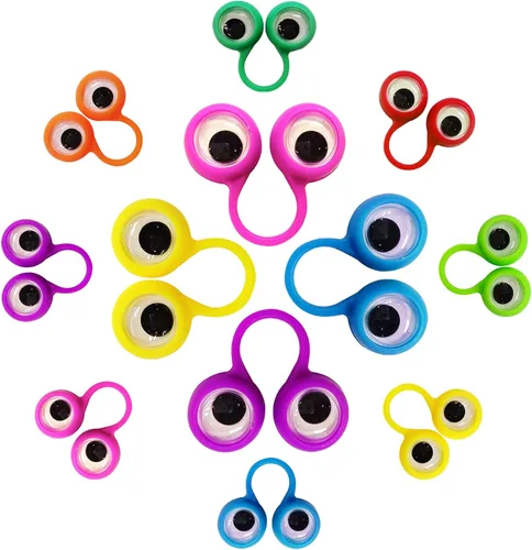 Vista 4 de Marionetas de dedo de ojo Googly Eye Finger Puppets Wiggly Eyeball Finger Puppet Rings Eye Finger Toy Party Favor 8 colores con dos tamaños