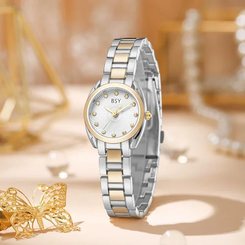 Vista 4 de BOSHIYA Silver Watches for Women Classic Business Analog Quartz Women Watch with Stainless Steel Band Waterproof Ladies Dress Watch