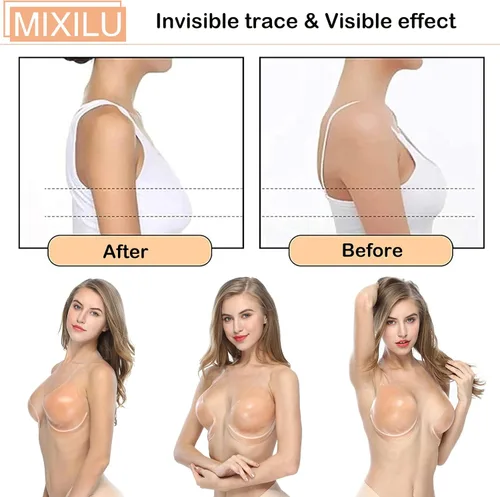 Vista 5 de Sujetador adhesivo para senos grandes, brasier invisible con cinta de silicona, brasier push up con correa