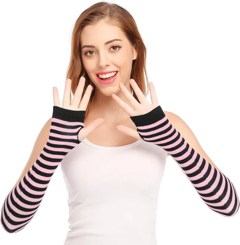 Vista 2 de Guantes de manga larga sin dedos, para abrigar los brazos, estilo punk, gótico, rock
