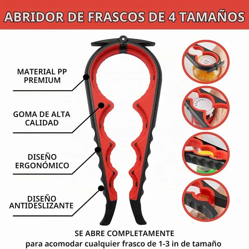 Vista 2 de Abridor de tarros para manos débiles, abridor de tarros fácil de girar para personas mayores con artritis, abridor de botellas multifunción 5 en 1