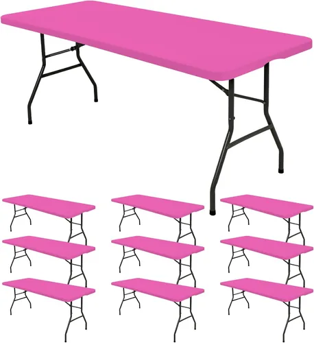 Vista 30 de 6 Pack de Manteles Ajustados para Mesas Rectangulares de 8 Pies, Cubierta de Mesa Aqua Azul Elástica para Picnic al Aire Libre, Paños de Mesa
